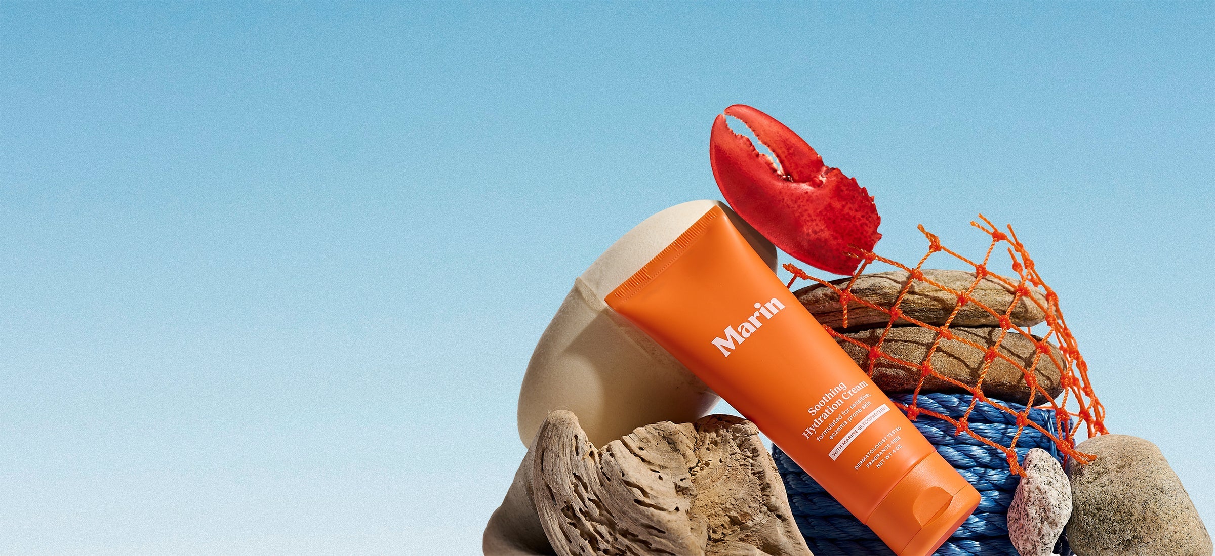 Marin soothing hydration cream with nautical background